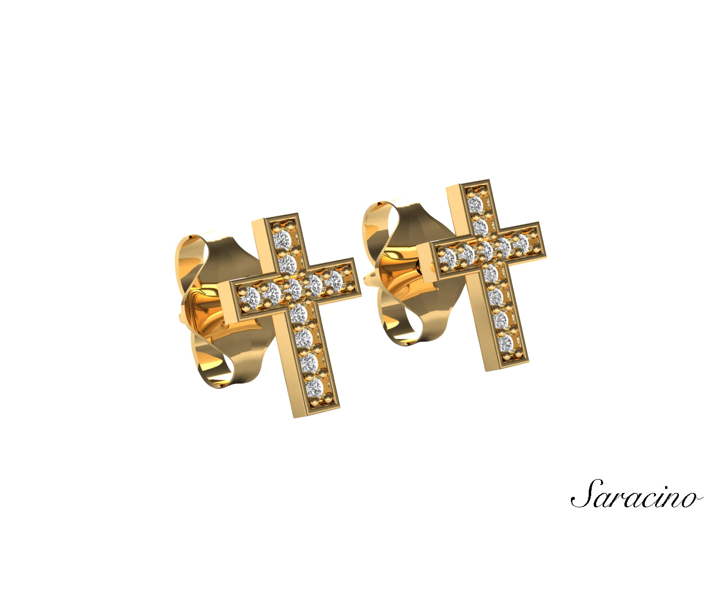 Gothic Stud Earrings with Dark Tone -Diamond Cross Stud Earrings