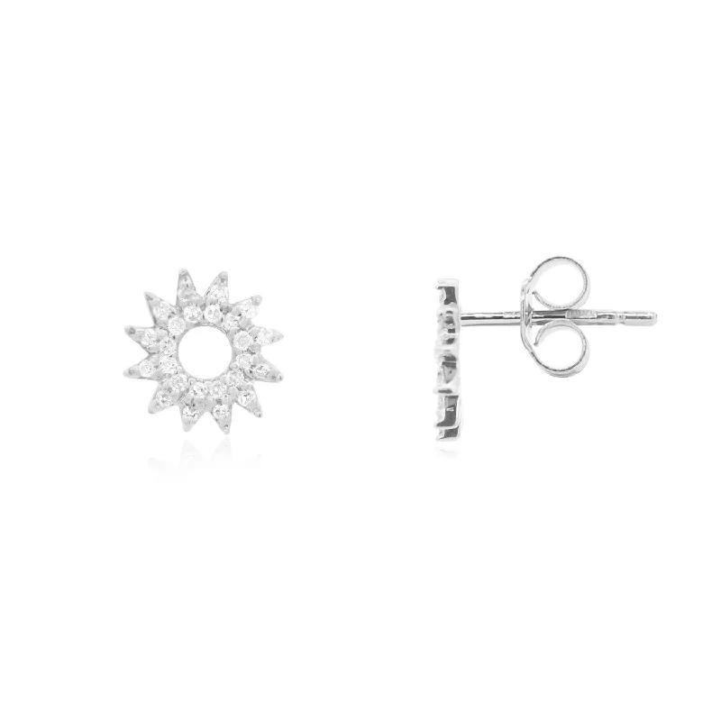 Gothic Stud Earrings with Dark Tone -Diamond Sun Stud Earrings