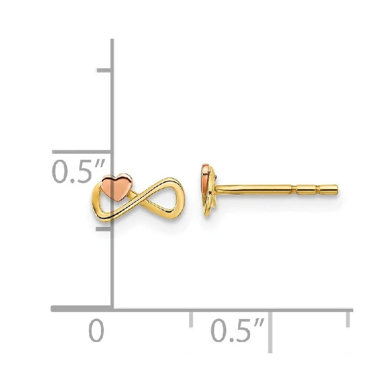 Heart Shaped Stud Earrings for Love -Diamond2Deal 14k Two-tone Gold Heart Post Stud Earrings (L-9mm, W-6mm)