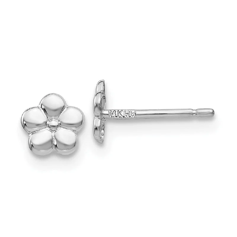 Retro Stud Earrings for Nostalgia -Diamond2Deal 14k White Gold Polished Flower Post Stud Earrings (L-4mm, W-4mm)