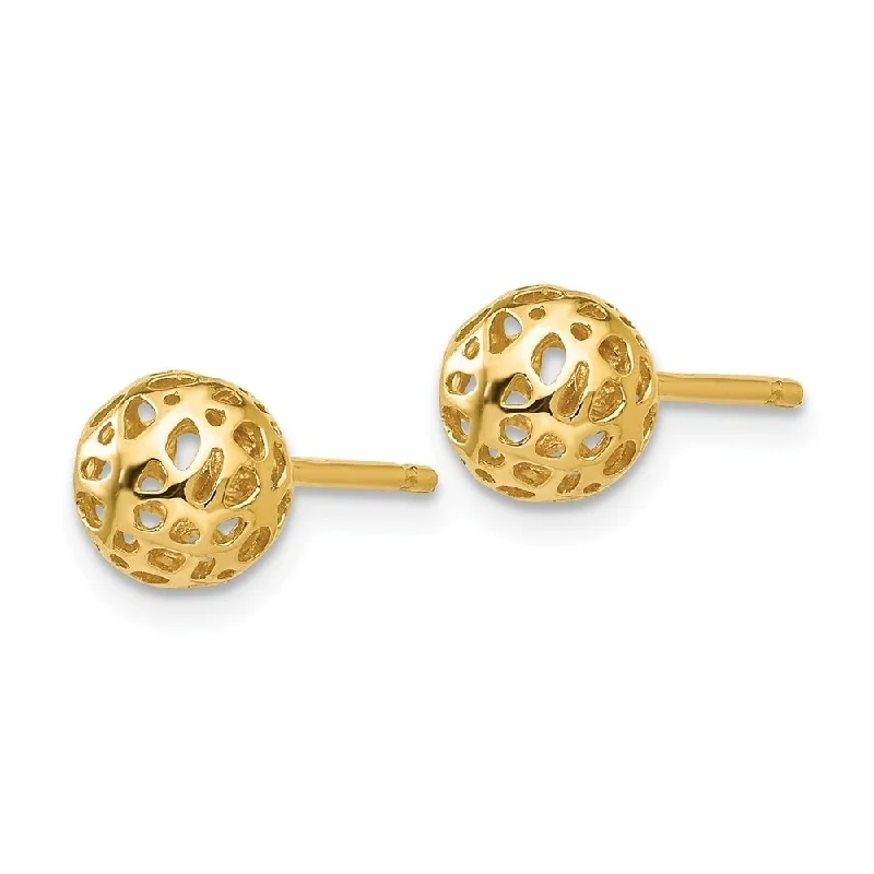 Triangular Stud Earrings for Edge -Diamond2Deal 14K Yellow Gold Fancy Ball Post Stud Earrings (L-6.5mm, W-6.5mm)