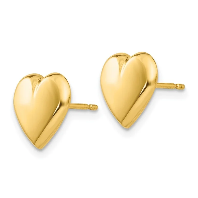 Triple Stud Earrings for Layered -Diamond2Deal 14k Yellow Gold Heart Post Stud Earrings (L-9mm, W-10mm)