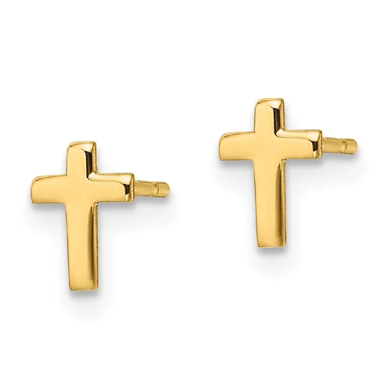 Stud Earrings for Party Look -Diamond2Deal 14k Yellow Gold Polished Cross Post Stud Earrings (L-6.49mm, W-4.6mm)