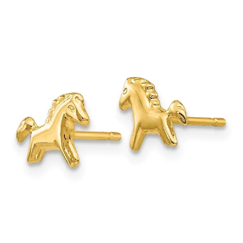 Stud Earrings for School Uniform -Diamond2Deal 14k Yellow Gold Polished Horse Post Stud Earrings (L-7mm, W-8mm)