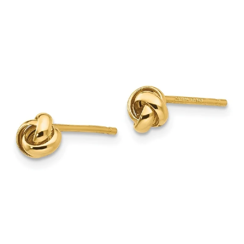 Oval Stud Earrings for Grace -Diamond2Deal 14k Yellow Gold Polished Knot Post Stud Earrings (L-5mm, W-5mm)