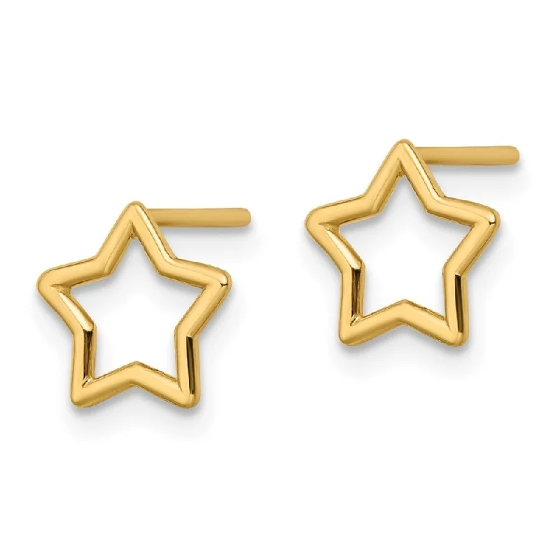 Stud Earrings with Rhinestones -Diamond2Deal 14k Yellow Gold Polished Star Stud Post Stud Earrings (L-8.75mm, W-9mm)