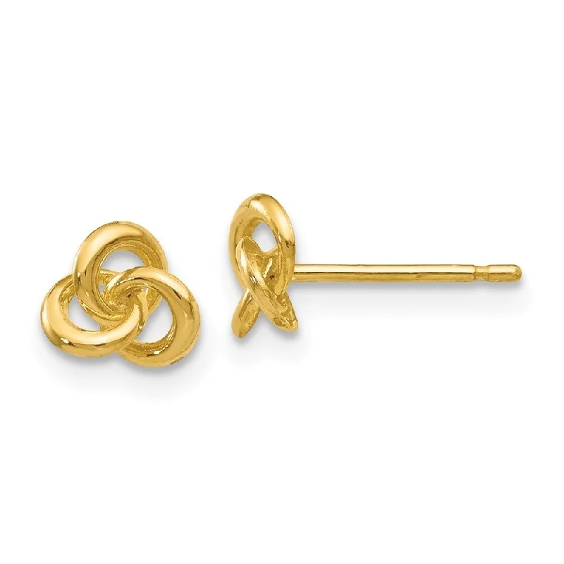 Stud Earrings for Festival Style -Diamond2Deal 14k Yellow Gold Polished Trinity Knot Post Stud Earrings (L-5mm, W-5mm)