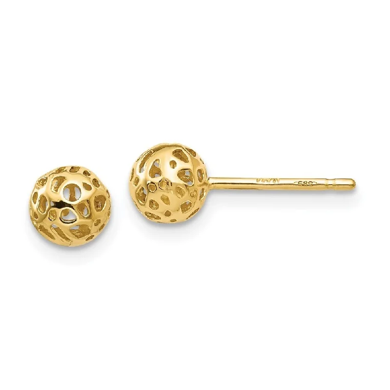 Stud Earrings for Everyday Glamour -Diamond2Deal 14K Yellow Gold Small Fancy Ball Post Stud Earrings (L-5.5mm, W-5.5mm)