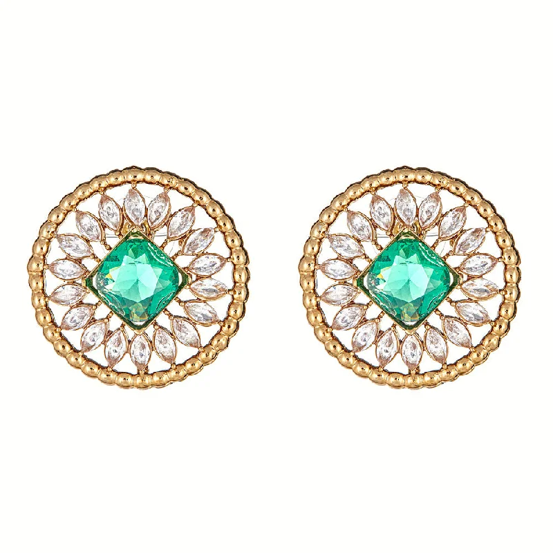 Leverback Stud Earrings for Comfort -Neema Stud Earrings in Emerald