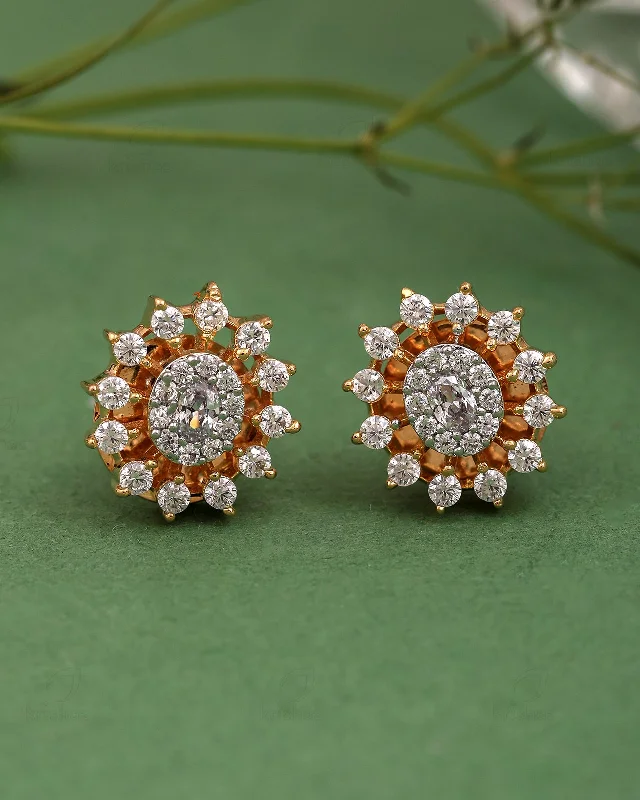 Stud Earrings with Floral Motifs -Eli Cz Stud Earrings