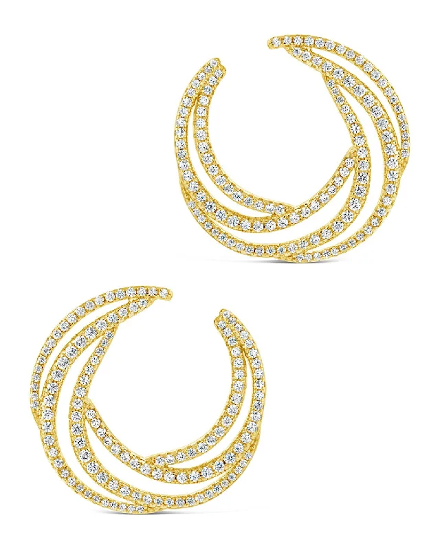 Stud Earrings with Leaf Motifs -Emma CZ Swirl Statement Stud Earrings