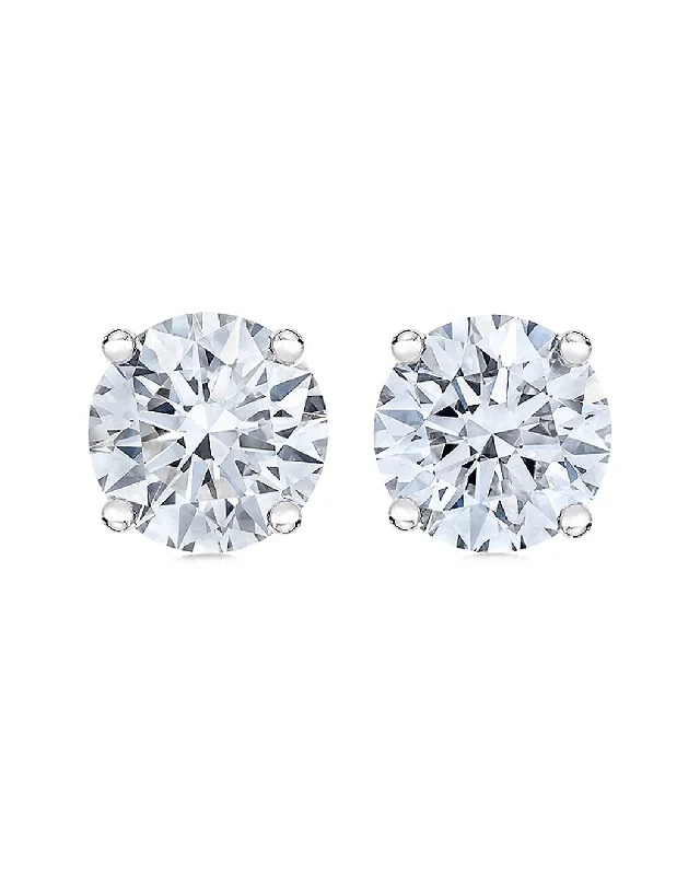 Stud Earrings for Wellness Routine -Exquisite 5.00 Ctw Lab-Grown Diamond Round Stud Earrings In 14K White Gold