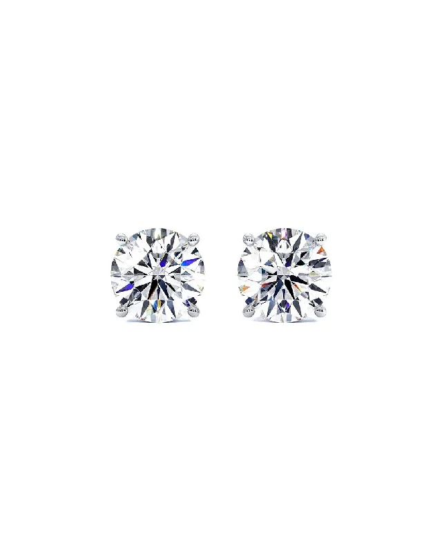 Stud Earrings with Abstract Designs -Exquisite 6.00 Ctw Lab-Grown Diamond Round Stud Earrings In 14K White Gold