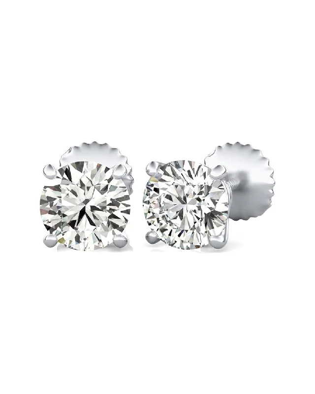 Stud Earrings for Fitness Activities -Exquisite 7.00 Ctw Lab-Grown Diamond Round Stud Earrings In 14K White Gold