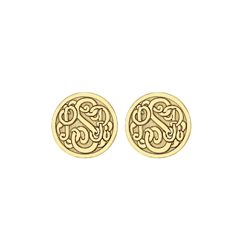 Stud Earrings with Star Motifs -Fink's 10mm Classic Recessed Monogram Stud Earrings