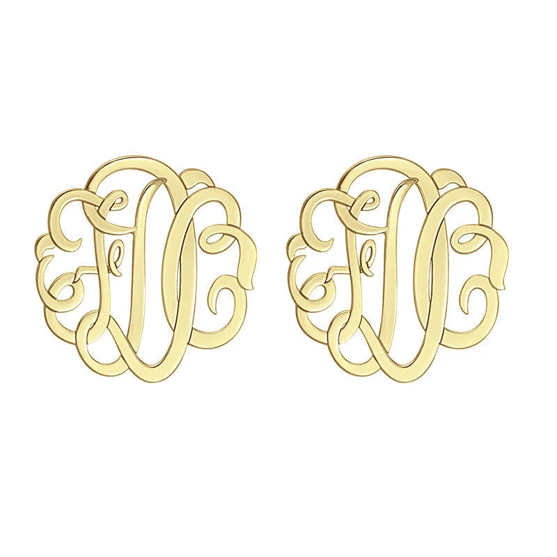 Stud Earrings with Keyhole Designs -Fink's 20mm Classic Monogram Stud Earrings