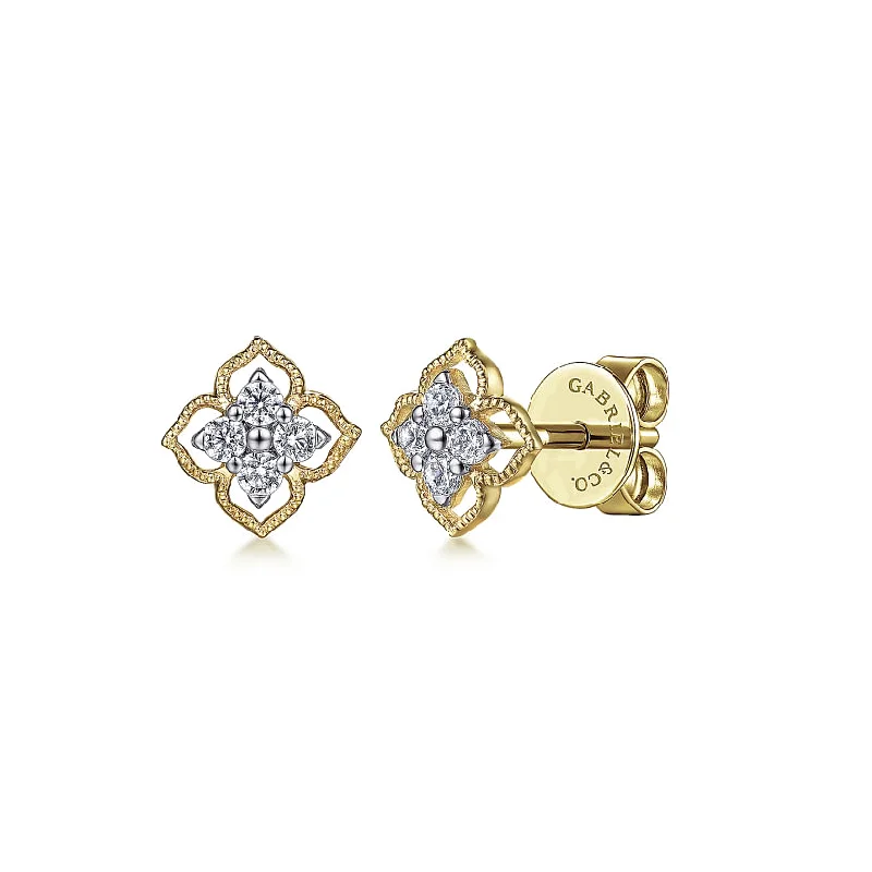 Stud Earrings with Animal Motifs -Gabriel & Co. Floral Diamond Stud Earrings