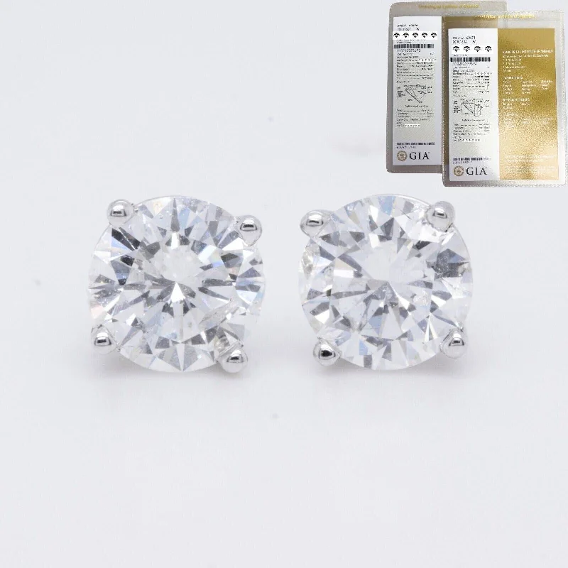 Stud Earrings for Mother's Day -GIA 14k White Gold Round Diamond Basket Stud Earrings 1.32ctw F I1 / F I2 CERTS