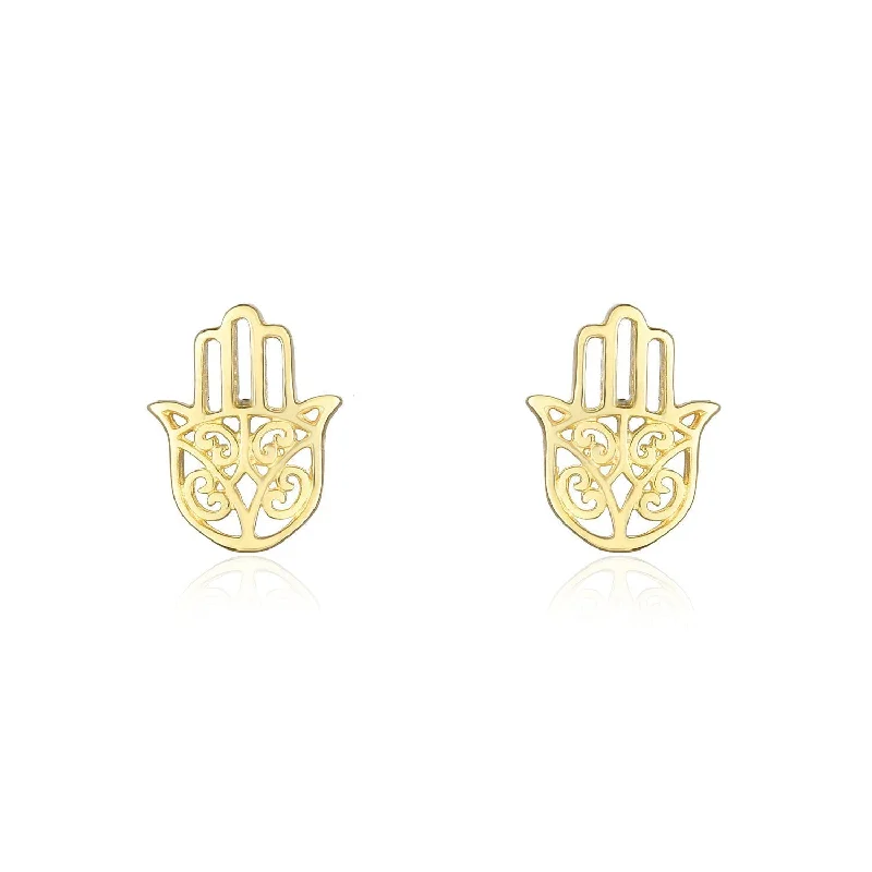 Diamond Stud Earrings for Luxury -Gold Hamsa Stud Earrings