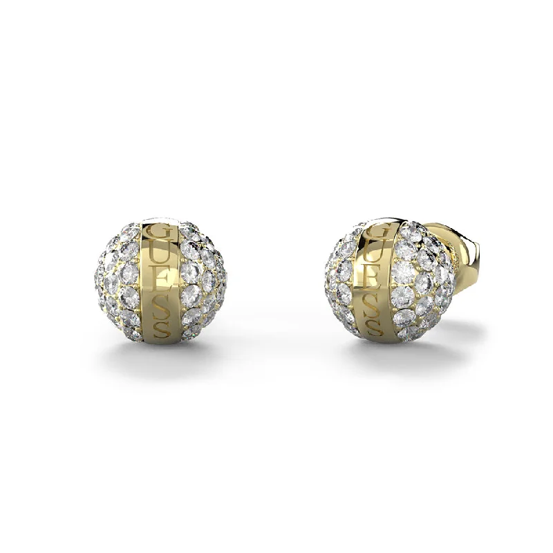 Lightweight Stud Earrings for All Day -Guess Gold Plated Stainless Steel 7mm Crystal Bead Stud Earrings