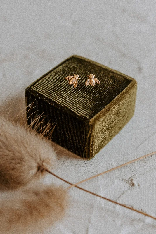 Stud Earrings with Textured Surface -Honeybee Stud Earrings