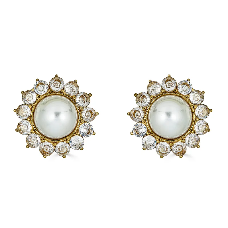 Multi Stud Earrings with Chains -Inaaya Stud Earrings in Pearl