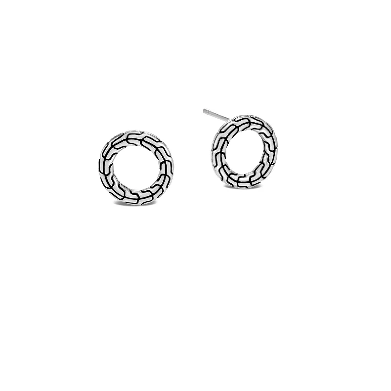 Stud Earrings for Concert Look -John Hardy Classic Chain Sterling Silver Circle Stud Earrings