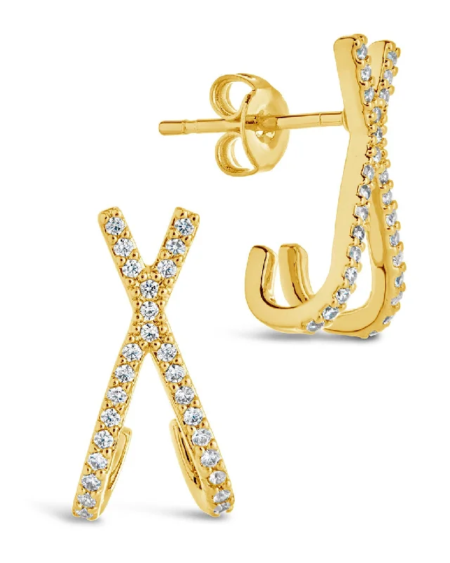 Stud Earrings with Star Motifs -Katie CZ Cross Stud Earrings