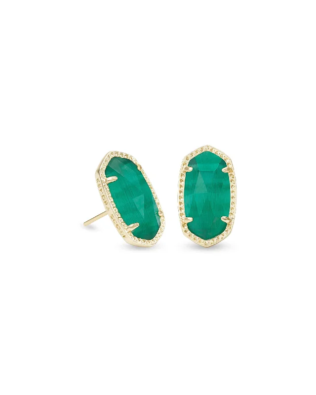 Stud Earrings with Symbolic Elements -Kendra Scott  Ellie Stud Earrings Gold Emerald Cats Eye