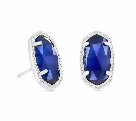 Stud Earrings with Abstract Designs -Kendra Scott  Ellie Stud Earrings Rhodium Cobalt Cats Eye