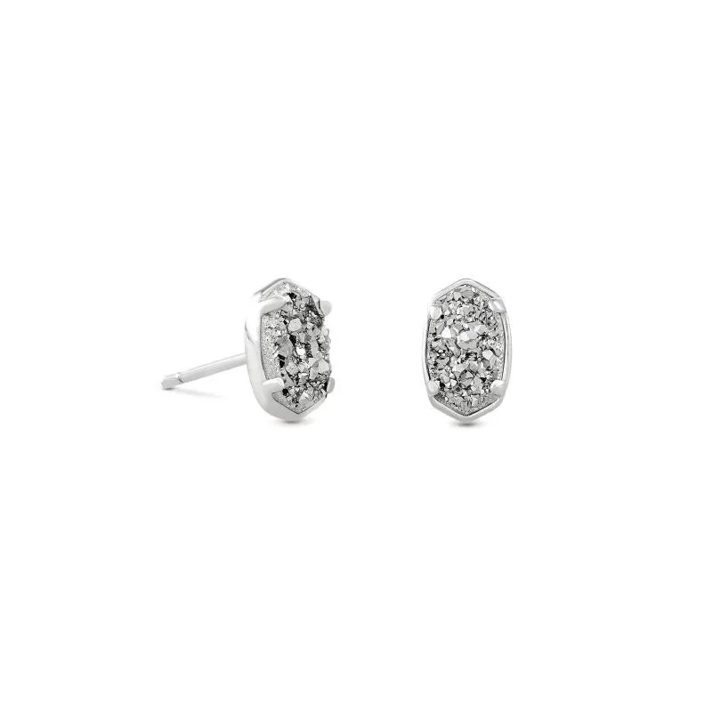 Stud Earrings with Pearls and Diamonds -Kendra Scott | Emilie Silver Stud Earrings in Platinum Drusy