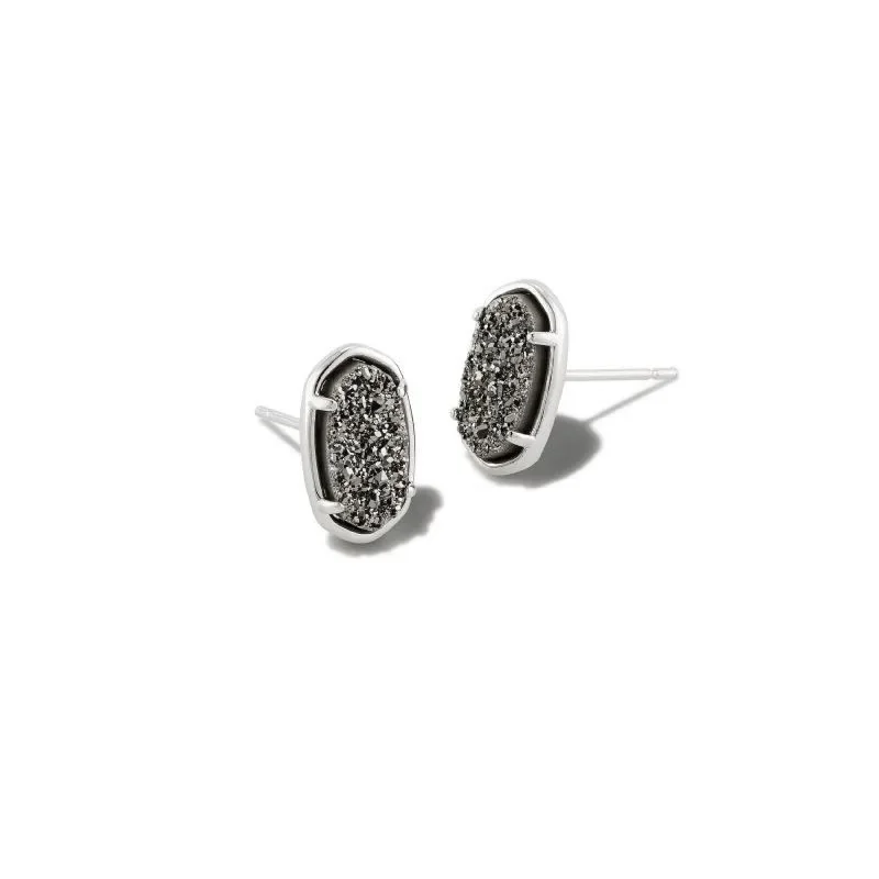 Stud Earrings with Matte Finish -Kendra Scott | Grayson Silver Stud Earrings in Platinum Drusy