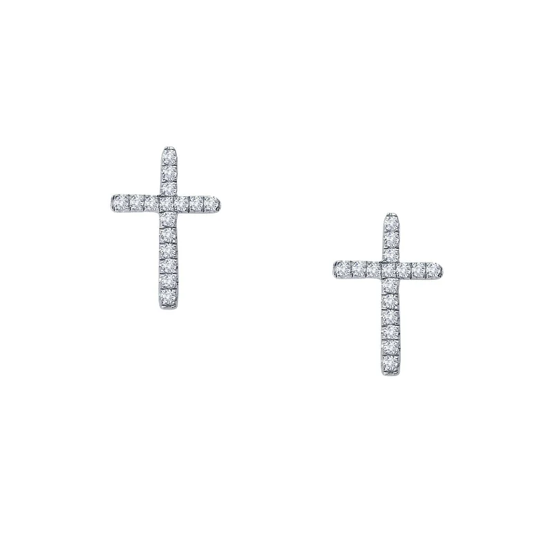 Stud Earrings with Symbolic Elements -Lafonn Simulated Diamond Dainty Cross Stud Earrings E2003CLP