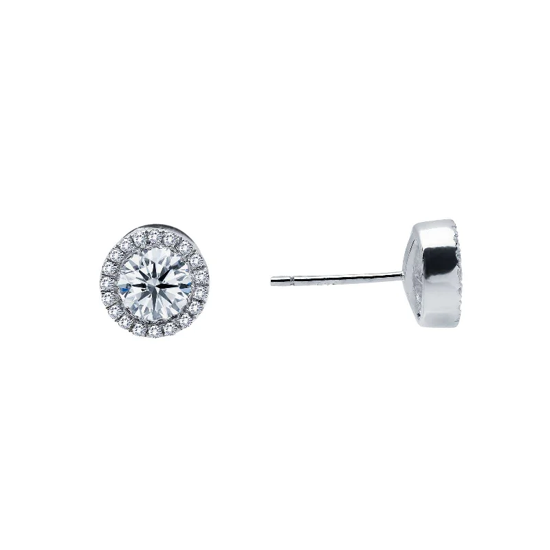 Stud Earrings for Travel Look -Lafonn Simulated Diamond 0.80ct Halo Stud Earrings E2001CLP