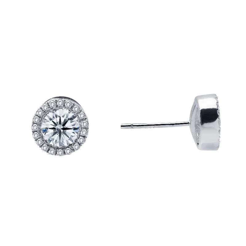 Stud Earrings for Shopping Trip -Lafonn Simulated Diamond 1.22ct Halo Stud Earrings E2002CLP