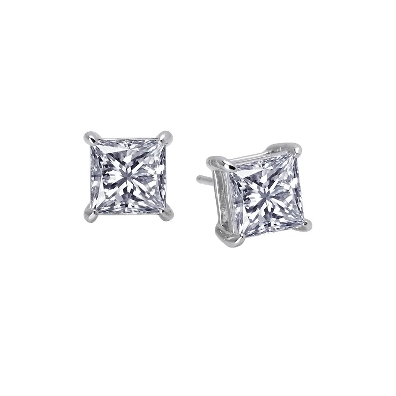 Stud Earrings for Gym Workout -Lafonn Simulated Diamond 4.00ct Princess Stud Earrings E0116CLP