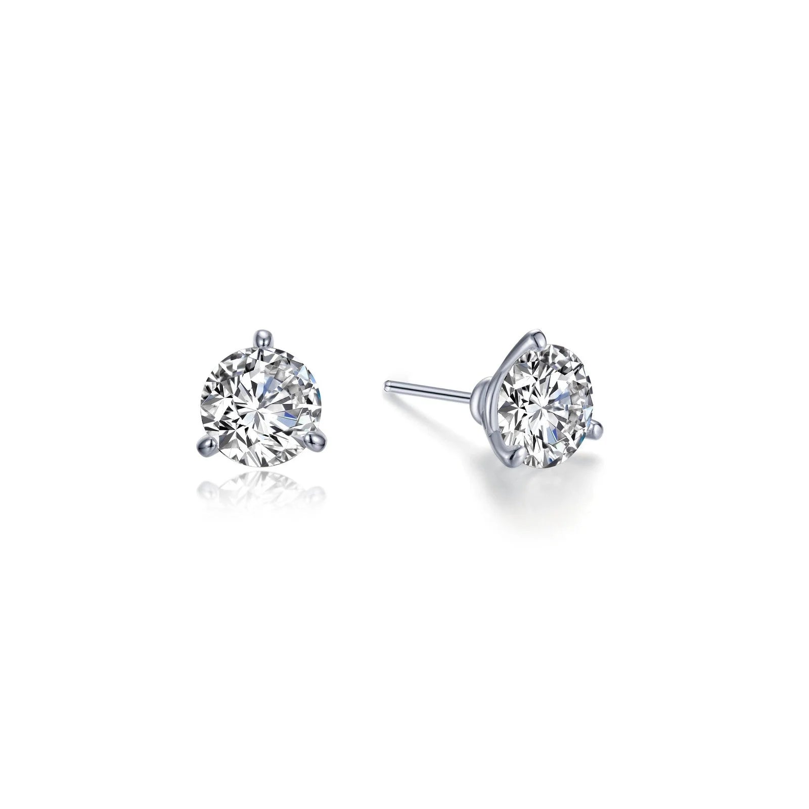 Stud Earrings with Hammered Finish -Lafonn Simulated Diamond 0.50ct 3 Prong Stud Earrings E0405CLP00