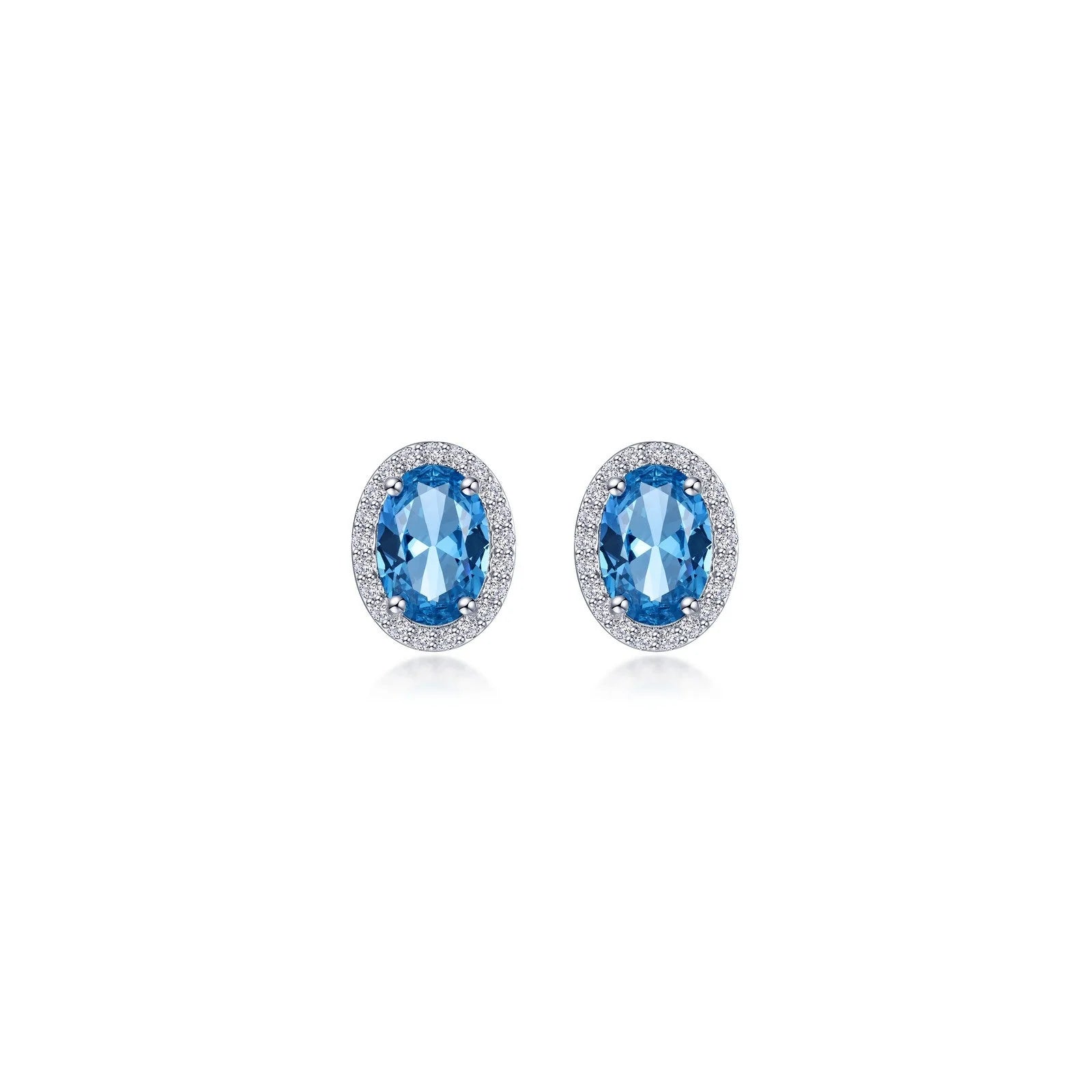 Stud Earrings for Wellness Routine -Lafonn Simulated Diamond & Blue Topaz Oval Halo Stud Earrings E0623BTP