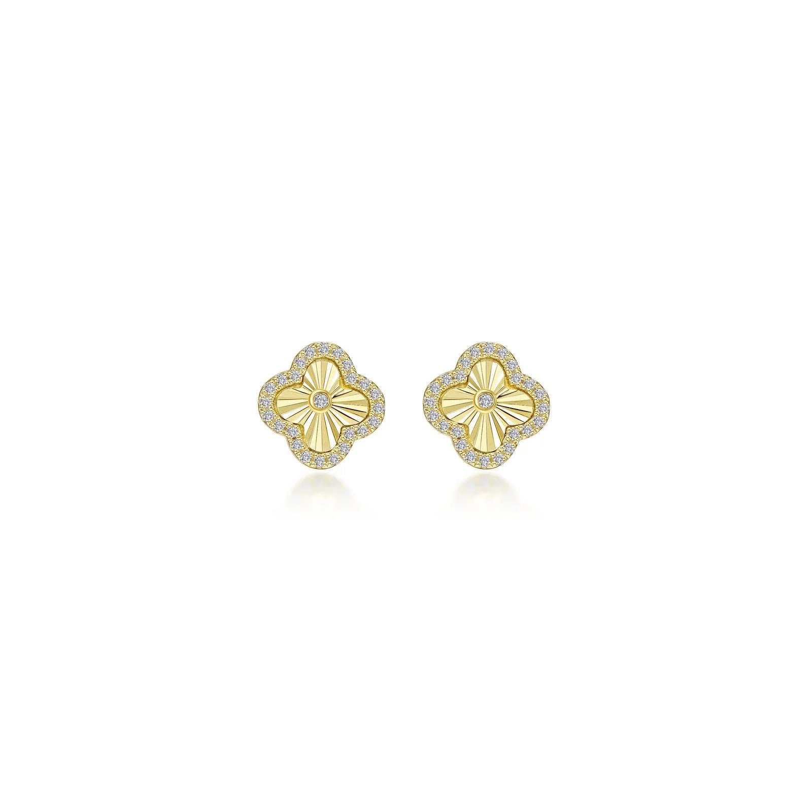 Stud Earrings for Party Look -Lafonn Simulated Diamond Clover Halo Stud Earrings E2022CLG00