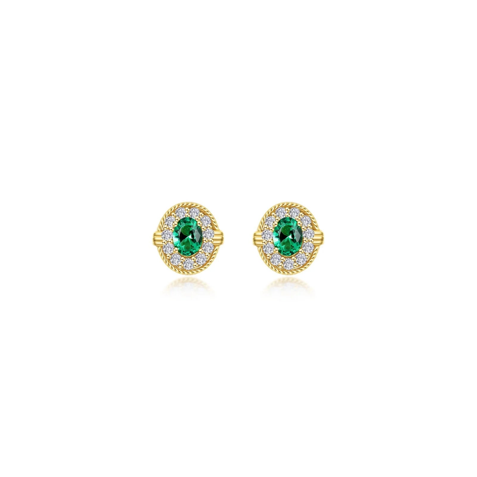 Stud Earrings for Gym Workout -Lafonn Simulated Diamond & Emerald Halo Stud Earrings E0592CEG00