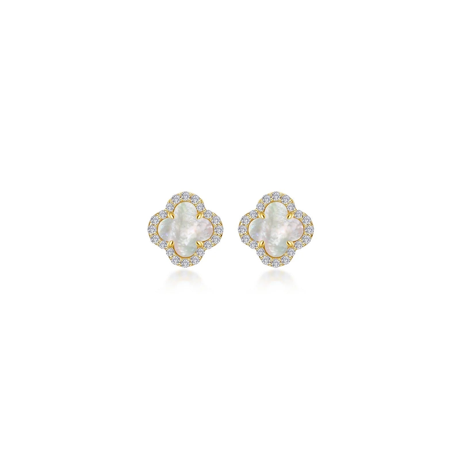 Stud Earrings for Valentine's Day -Lafonn Simulated Diamond & Mother of Pearl Halo Stud Earrings E0609MPG00