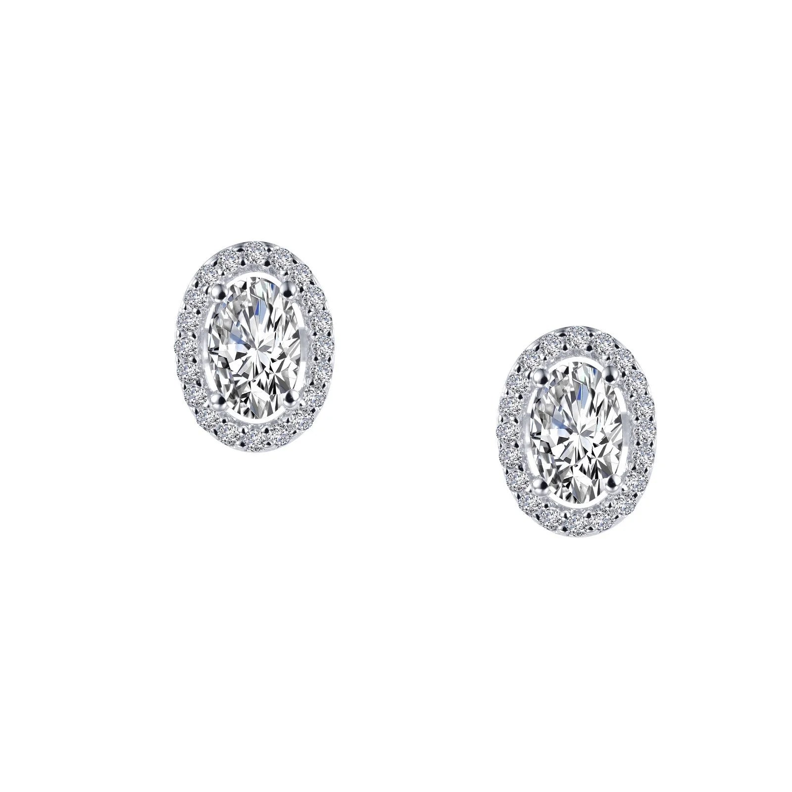 Stud Earrings with Etching -Lafonn Simulated Diamond Oval Halo Stud Earrings E0326CLP00