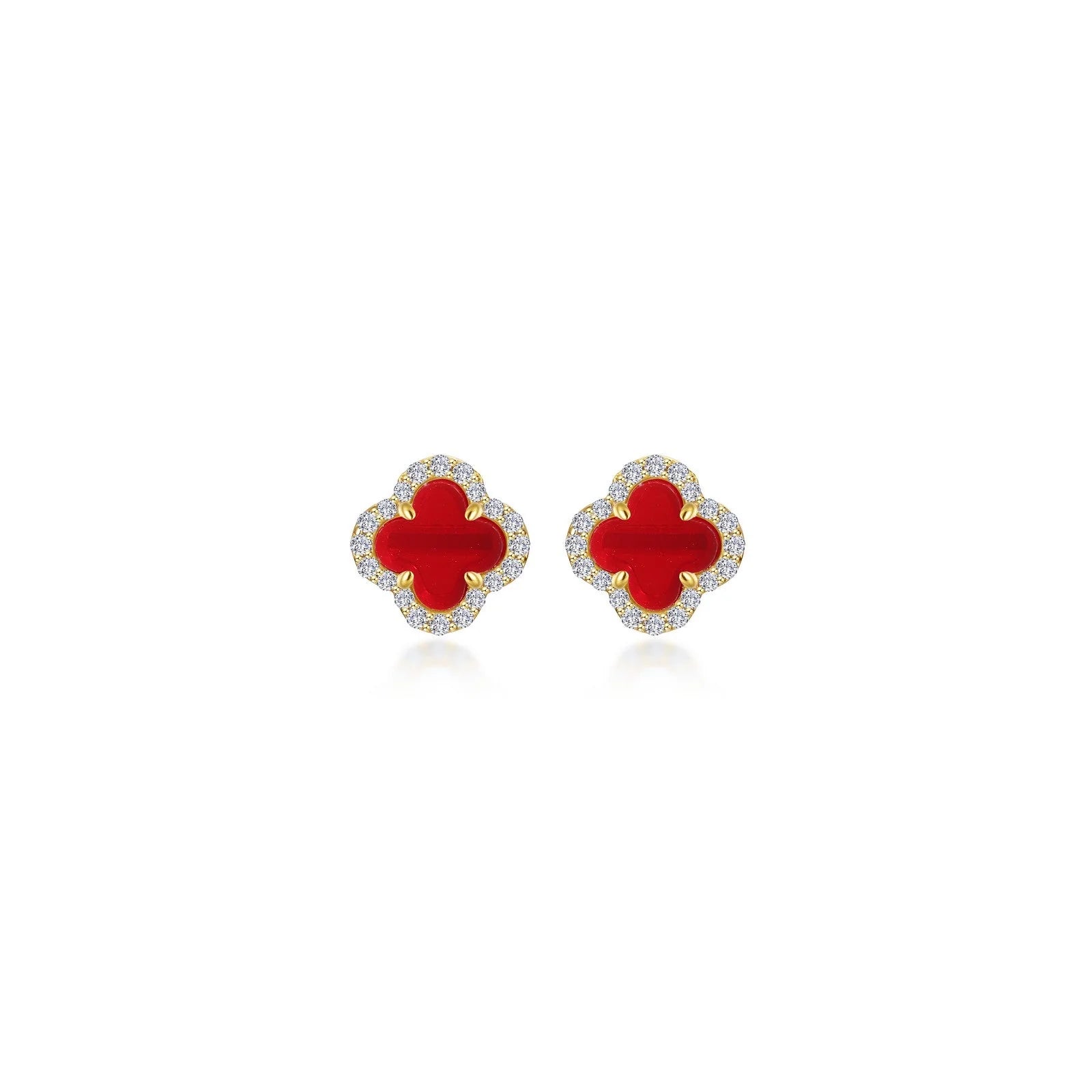 Stud Earrings for Graduation Day -Lafonn Simulated Diamond & Red Agate Halo Stud Earrings E0609AGG00