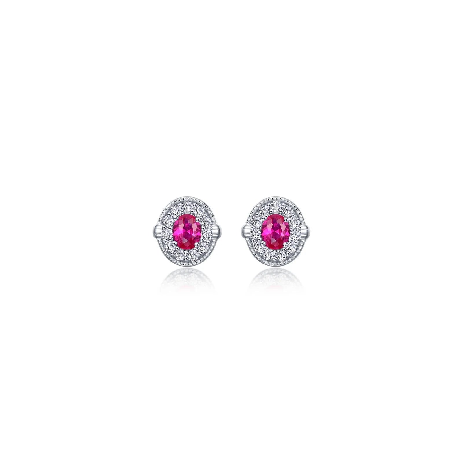 Stud Earrings for Fitness Activities -Lafonn Simulated Diamond & Ruby Halo Stud Earrings E0592CRP00