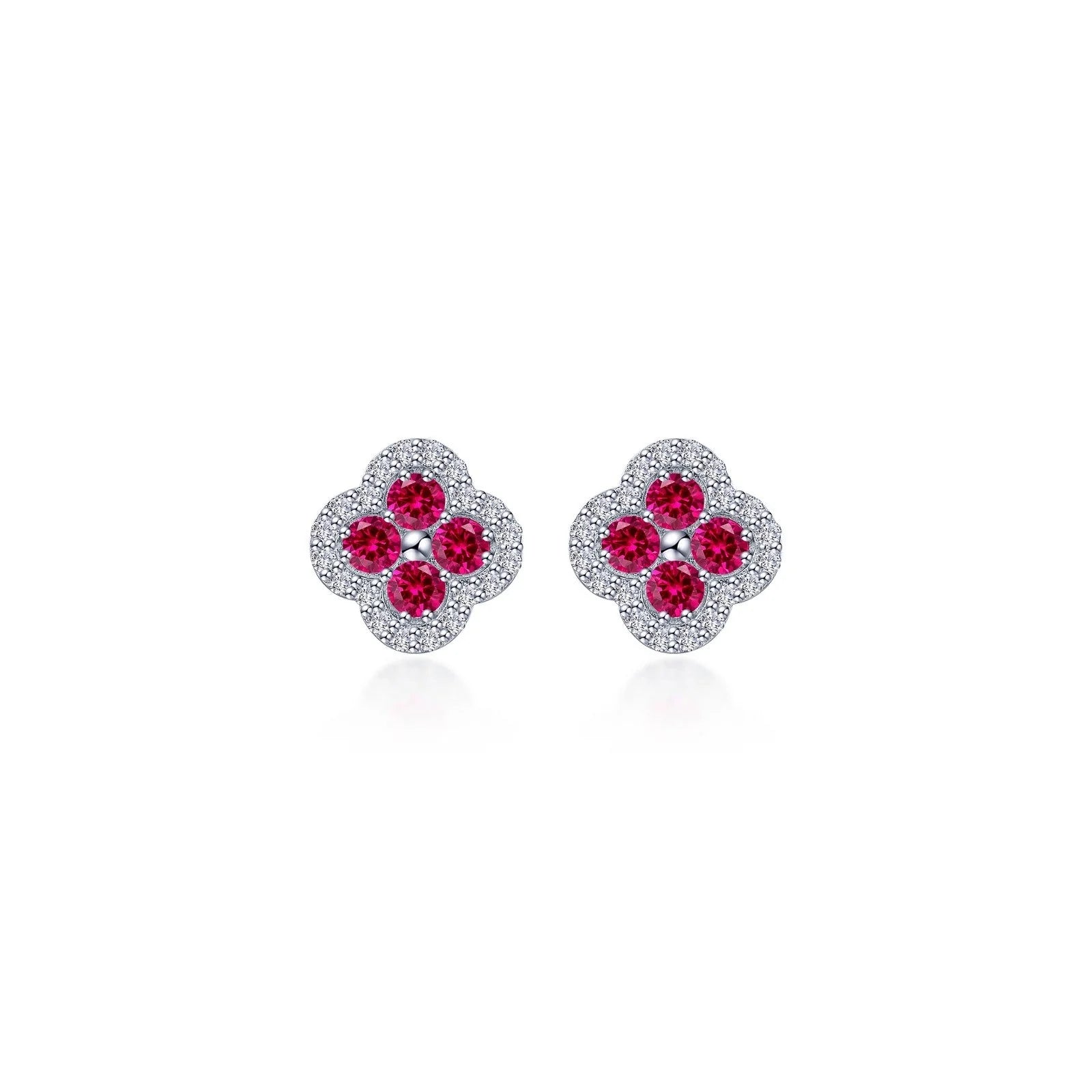 Stud Earrings for Mother's Day -Lafonn Simulated Diamond & Ruby Halo Stud Earrings E0610CRP00