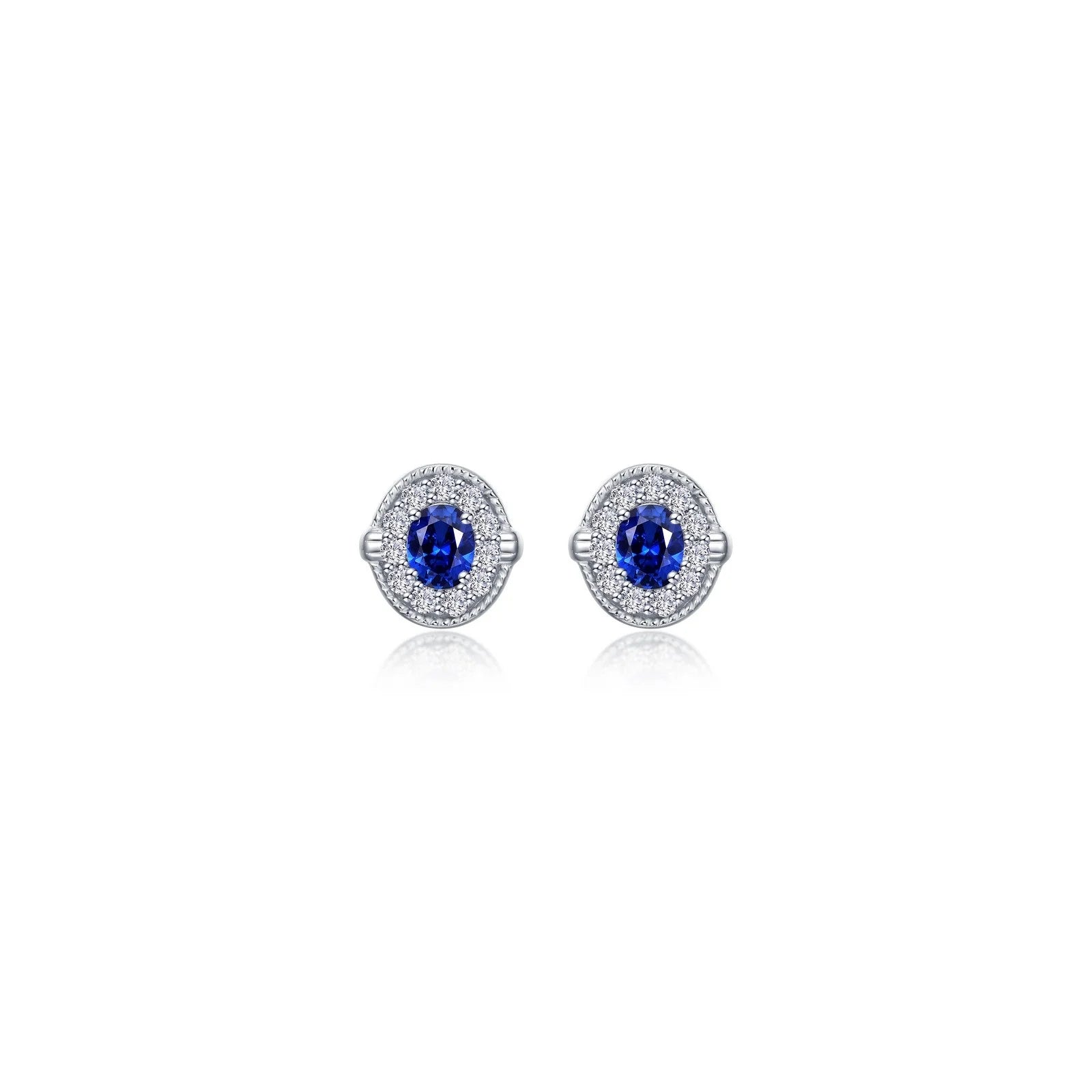 Stud Earrings for Yoga Session -Lafonn Simulated Diamond & Sapphire Halo Stud Earrings E0592CSP00