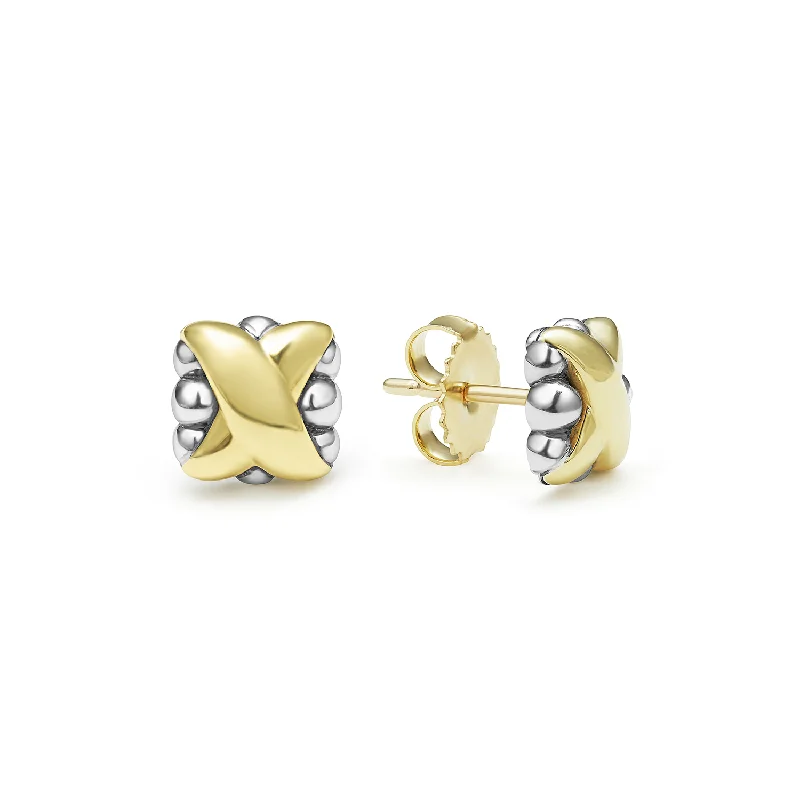 Heavy Duty Stud Earrings for Durability -LAGOS Embrace Two-Tone X Stud Earrings