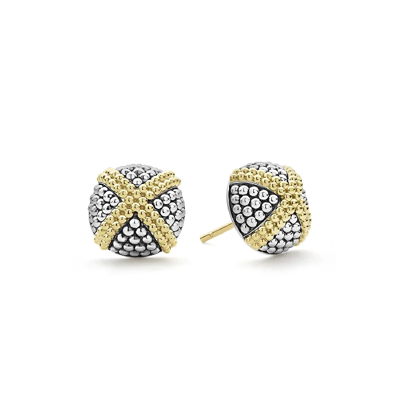 Double Stud Earrings for Impact -LAGOS Signature Caviar Two-Tone X Caviar Stud Earrings