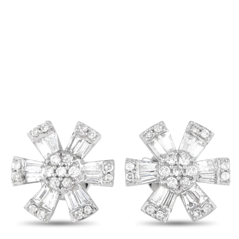 Indian Stud Earrings with Intricacy -LB Exclusive 14K White Gold 0.70ct Diamond Pinwheel Stud Earrings ER28713-W