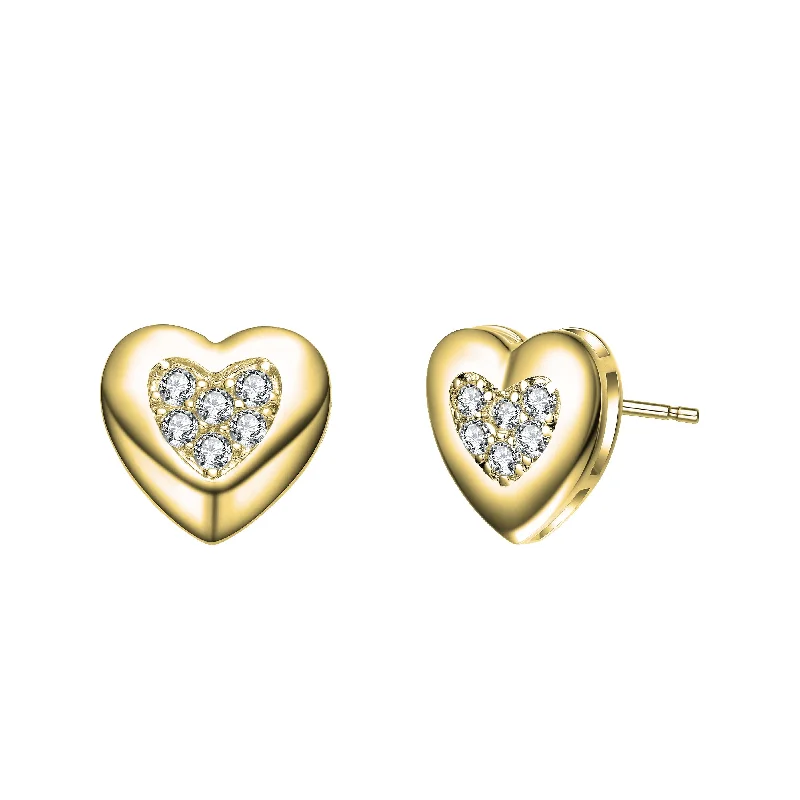 Ethnic Stud Earrings with Tribal Design -Constance Golden Heart Stud Earrings